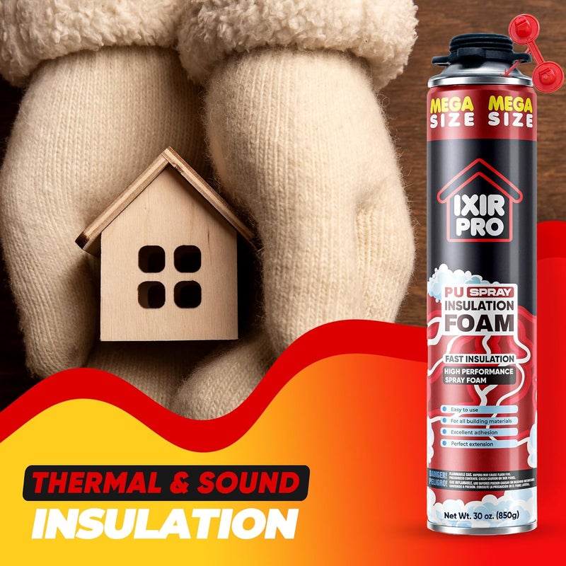 ixirpro Spray Foam Insulation Can (3 x 30 oz. / 850 g) Expanding Sealant, Mega Size Closed Cell Spray Foam Insulation, High Density, Walls Ceiling Windows Doors - Image 4
